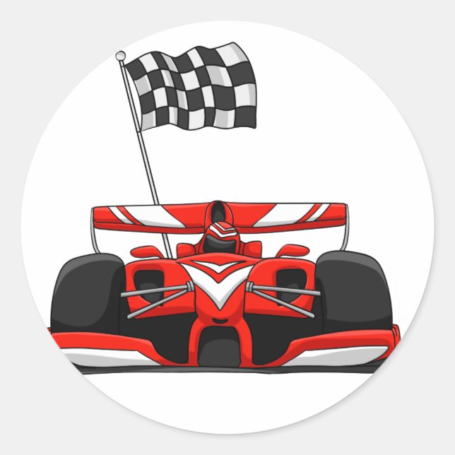 Race car extreme cartoon |Choose background colour Classic Round Sticker (Front)