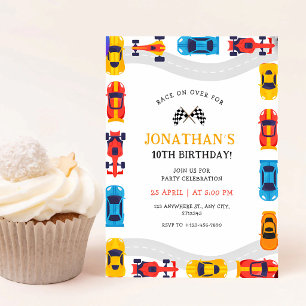 Race Car Fast One 1st Birthday Invitation