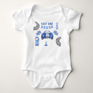 Race Car First Birthday Party  Baby Bodysuit