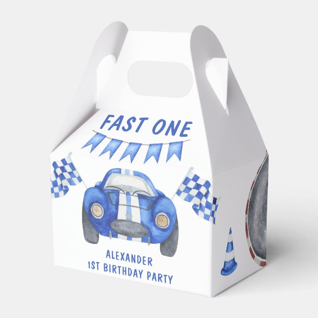 Race Car First Birthday Party  Favor Box (Front Side)