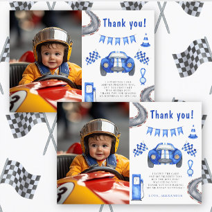 Race Car First Birthday Party Thank you Card