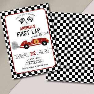 Race Car First Lap Around the Track Birthday Invitation