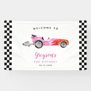 Race Car Girl Birthday Party Welcome Banner