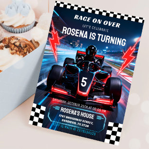 Race Car Go Kart 6th Birthday Invitation