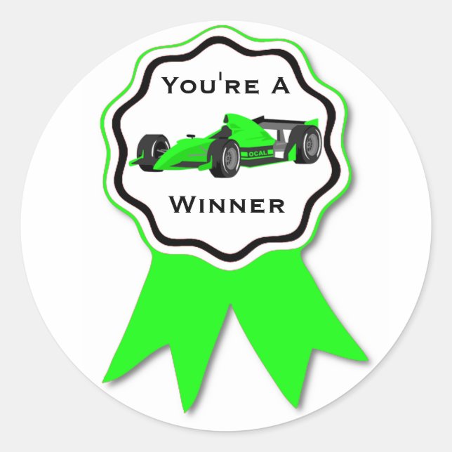 Race Car Green Ribbon Sticker (Front)