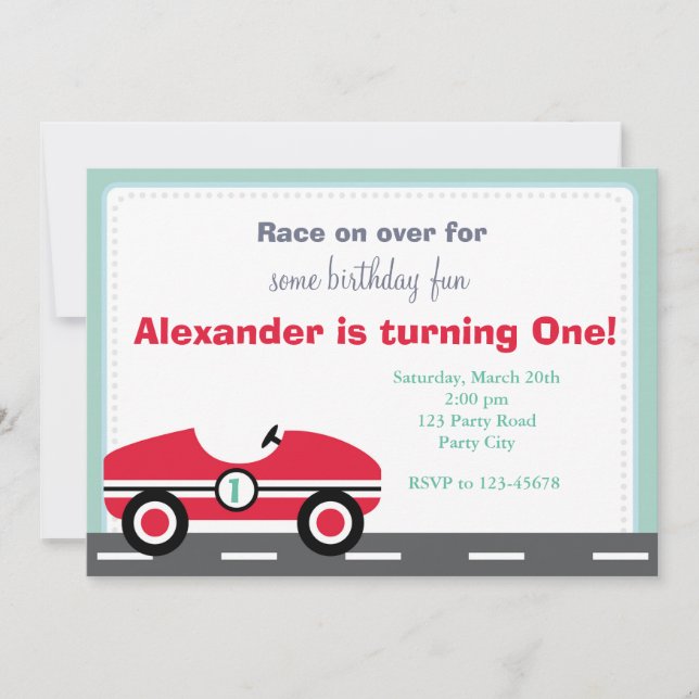 Race Car Invitation (Ride On Birthday for Boys) (Devant)