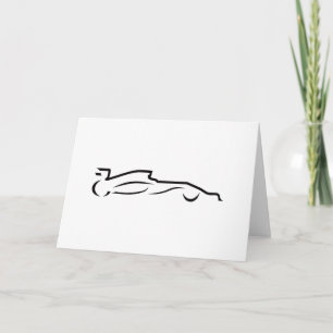 Race Car Line Drawing Silhouette Card