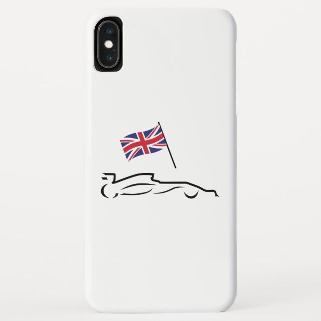 Race Car Line Drawing with British Flag Case-Mate iPhone Case (Back)