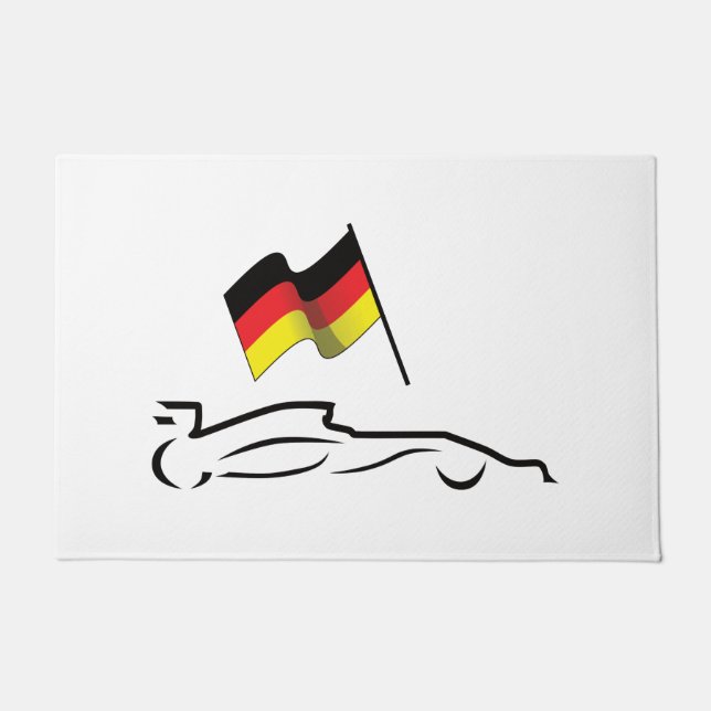 Race Car Line Drawing with German Flag Doormat (Front)