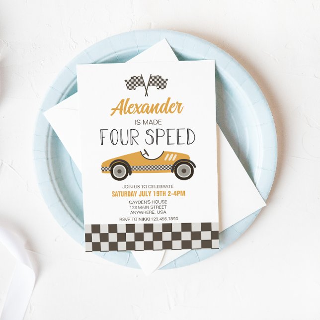 Race Car Made Four Speed Birthday Invitation (Creator Uploaded)