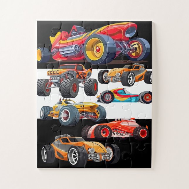 Race Car Monster Truck Cars Racing Design Jigsaw Puzzle (Vertical)