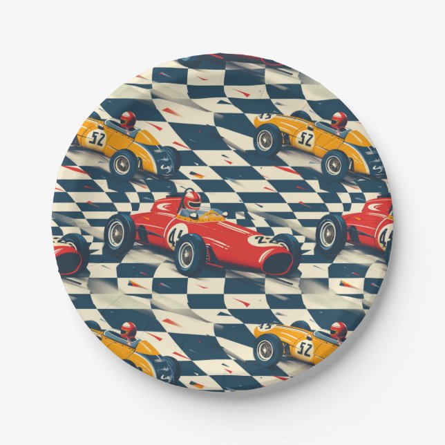 Race Car Paper Plates Birthday Party (Front)