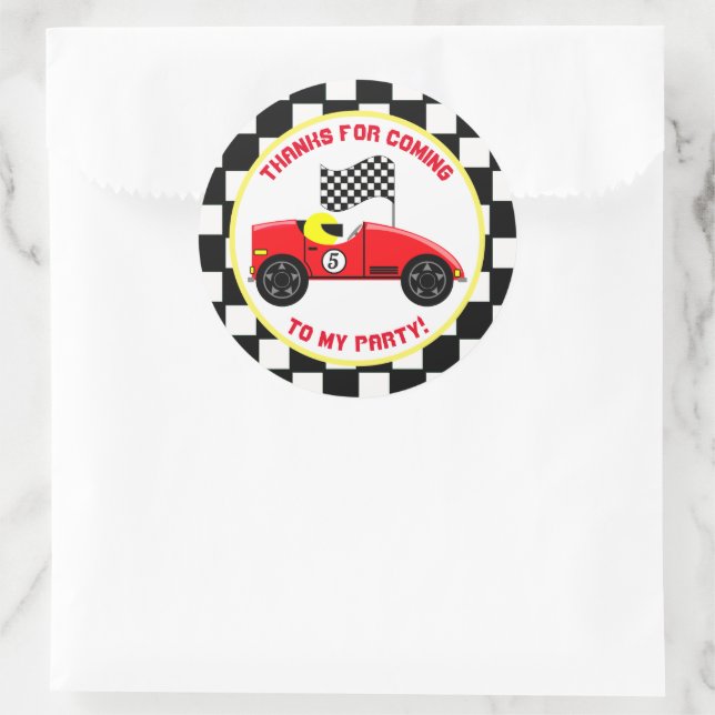 Race Car Personalized Birthday Party Stickers (Bag)