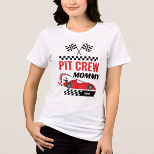 Race car pit crew mommy racing birthday matching  Tri-Blend shirt