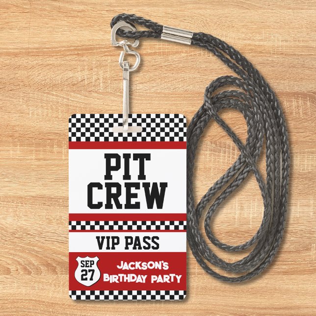  Race Car Pit Crew VIP Pass Kids Birthday  Badge (Creator Uploaded)