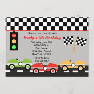 Race Car Racecar Brithday Boys Birthday Invitation