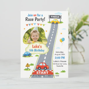 Race Car Racing Party Photo Boy Birthday Invitation