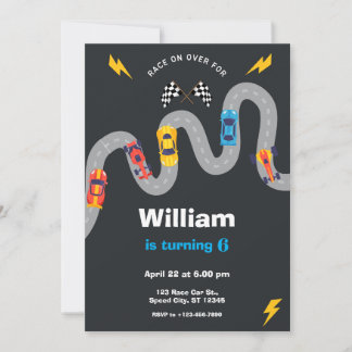 Race Car Rally Birthday Party Invitation