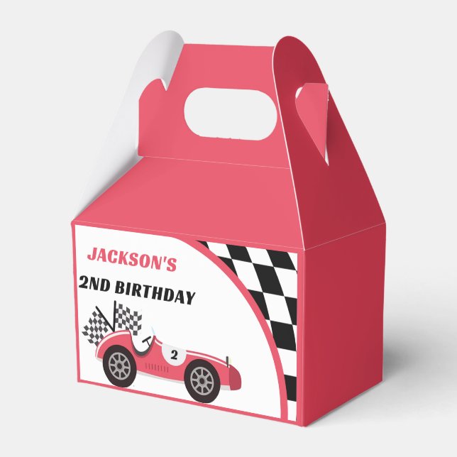 Race Car Red Birthday Party Favor Box (Front Side)