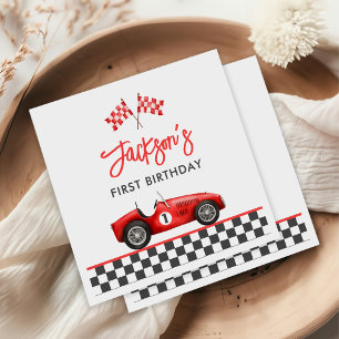Race Car Red Racing Boy 1st Birthday Napkin