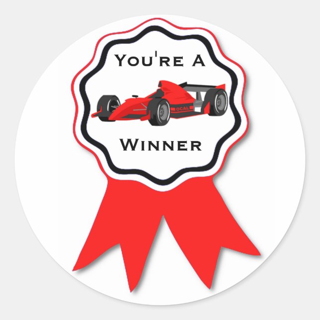 Race Car Red Ribbon Sticker (Front)