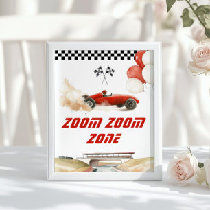 Race Car Red Zoom zoom zone Birthday games Poster