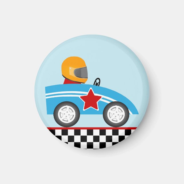 Race Car round magnet (Front)