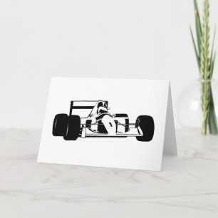 Race Car Silhouette black and white Card