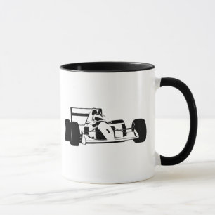 Race Car Silhouette black and white Mug