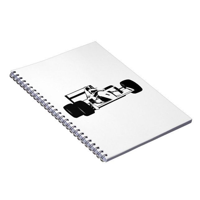 Race Car Silhouette black and white Notebook (Right Side)