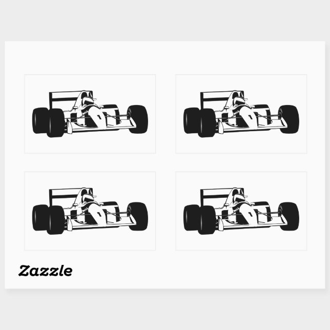 Race Car Silhouette black and white Sticker (Sheet)