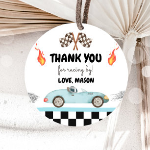 Race Car Thank You Blue Racing Blue Boy Birthday Favour Tags
