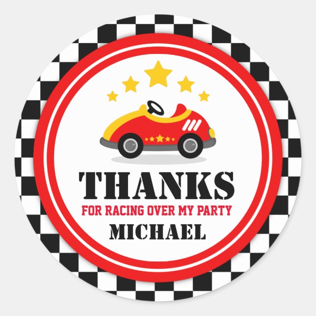 Race Car Thank You Favour Tag (Front)
