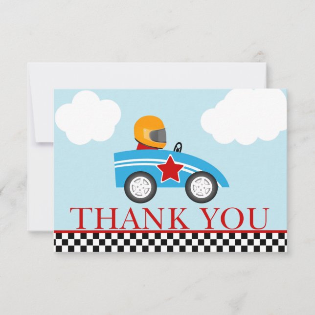 Race Car Thank you note cards (Front)