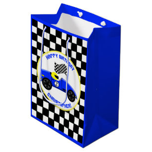 Race Car Theme Birthday Party Personalized Medium Gift Bag