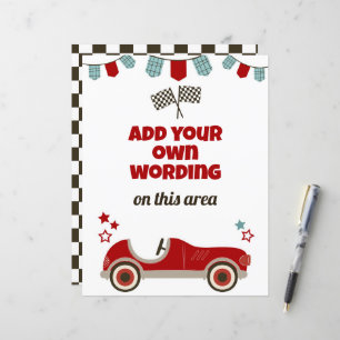 Race Car Theme Custom Sign