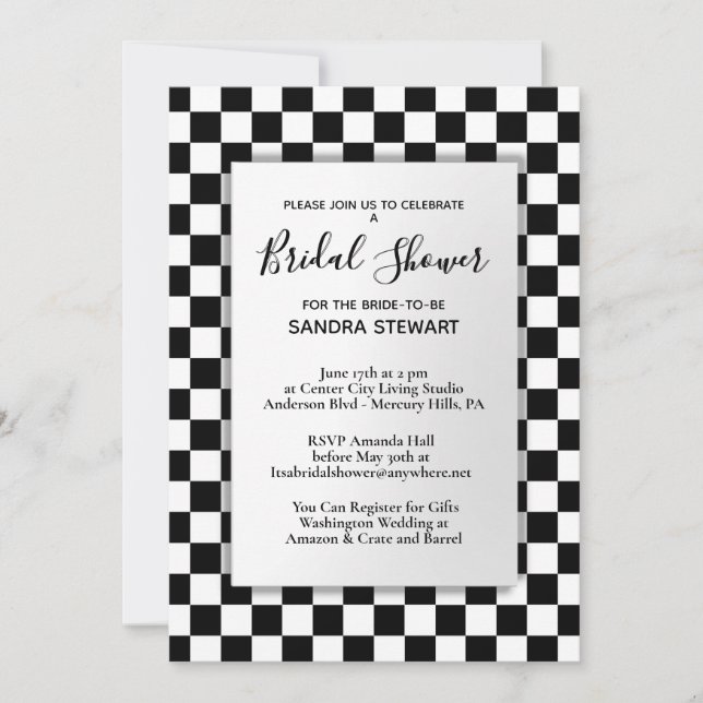 Race Car Thème Douche nuptiale Invitation (Devant)