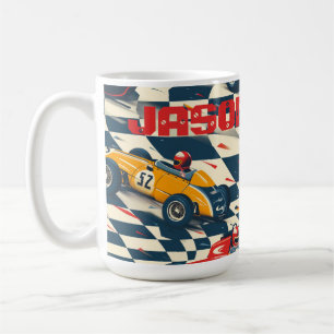 Race Car Themed Coffee Mug