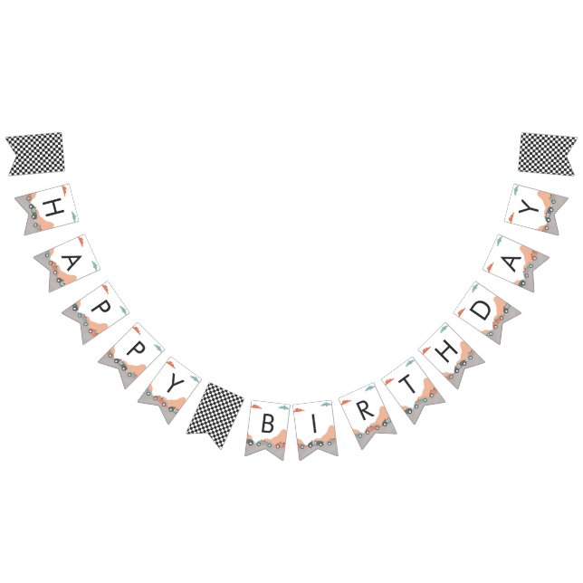Race Car Two Fast 2 Curious Happy Birthday Party Bunting Flags (All)