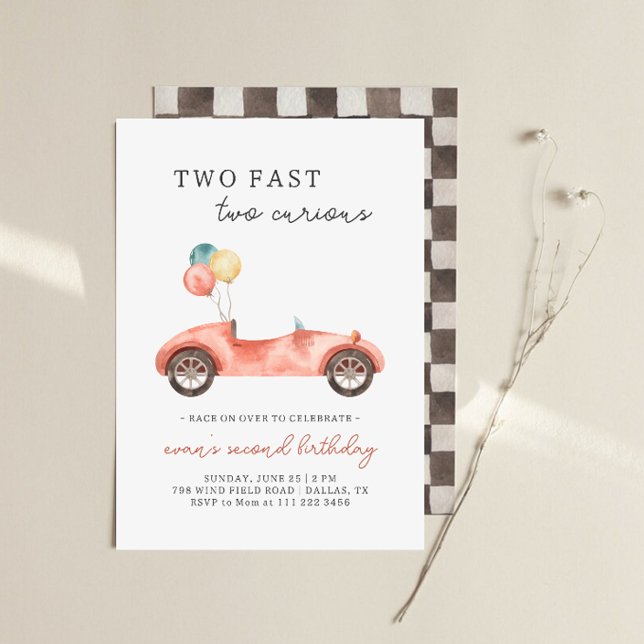 Race Car Two Fast 2nd Birthday Invitation (Creator Uploaded)