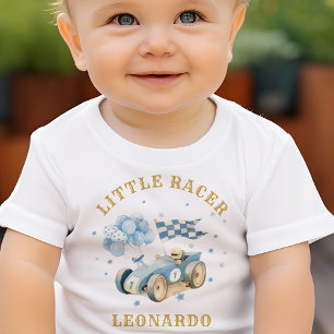 Race Car Watercolor Little Racer Boy Baby T-Shirt