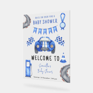 Race Car Welcome Baby Shower Acrylic Sign