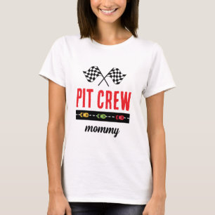 Race Car White Pit Crew Mommy T-Shirt