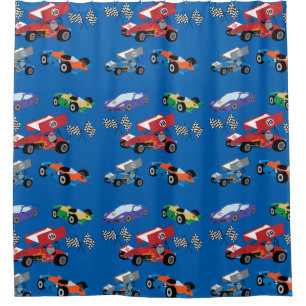 Race Cars and Chequered Flag