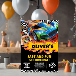 Race Cars Birthday and Colouring Invitation