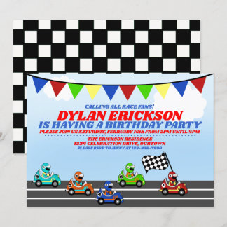 Race Cars Birthday Party Invitation