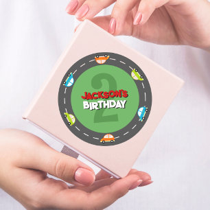 Race Cars Boy Birthday Party Classic Round Sticker