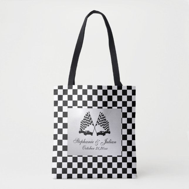 Race Cars Chequered Flag Tote Bag (Front)