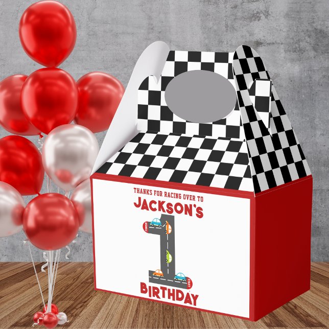 Race Cars First Birthday Kids Party Favor Box (Creator Uploaded)