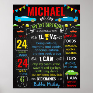 Race Cars Premier tableau de bord d'anniversaire